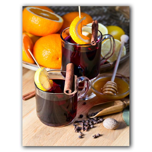 Скандинавское современное искусство, оранжевые фрукты, красное вино, коктейльные постеры, настенные панно на холсте, картина для кухни, комнаты, украшение дома