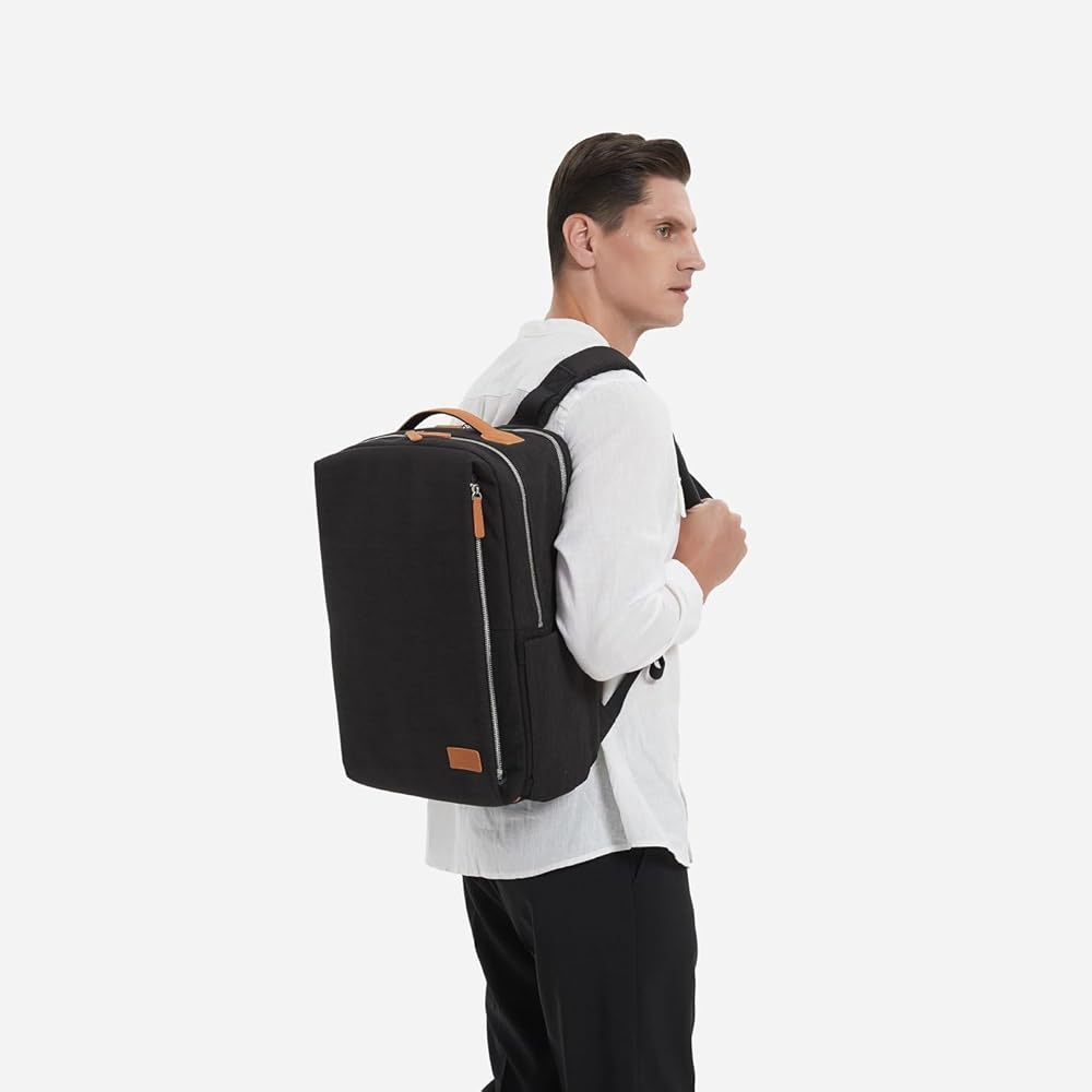 Nordace Siena Pro 15 Smart Backpack with USB Port - 16-inch Laptop Backpack, 20L, Daily Backpack for Travel, Everyday Use, and Work, Black-Brown, Stan