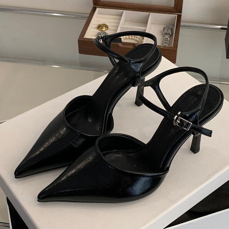 Мода Мода Ремешок на щиколотке Женские Туфли-лодочки Каблуки Мюли Новинка 2025 Женская Обувь с острым носком Неглубокие Женские Туфли на высоком каблуке Сандалии