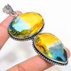 Bi-Color Tourmaline Gemstone Handmade 925 Sterling Silver Pendant 3.66" k5P14