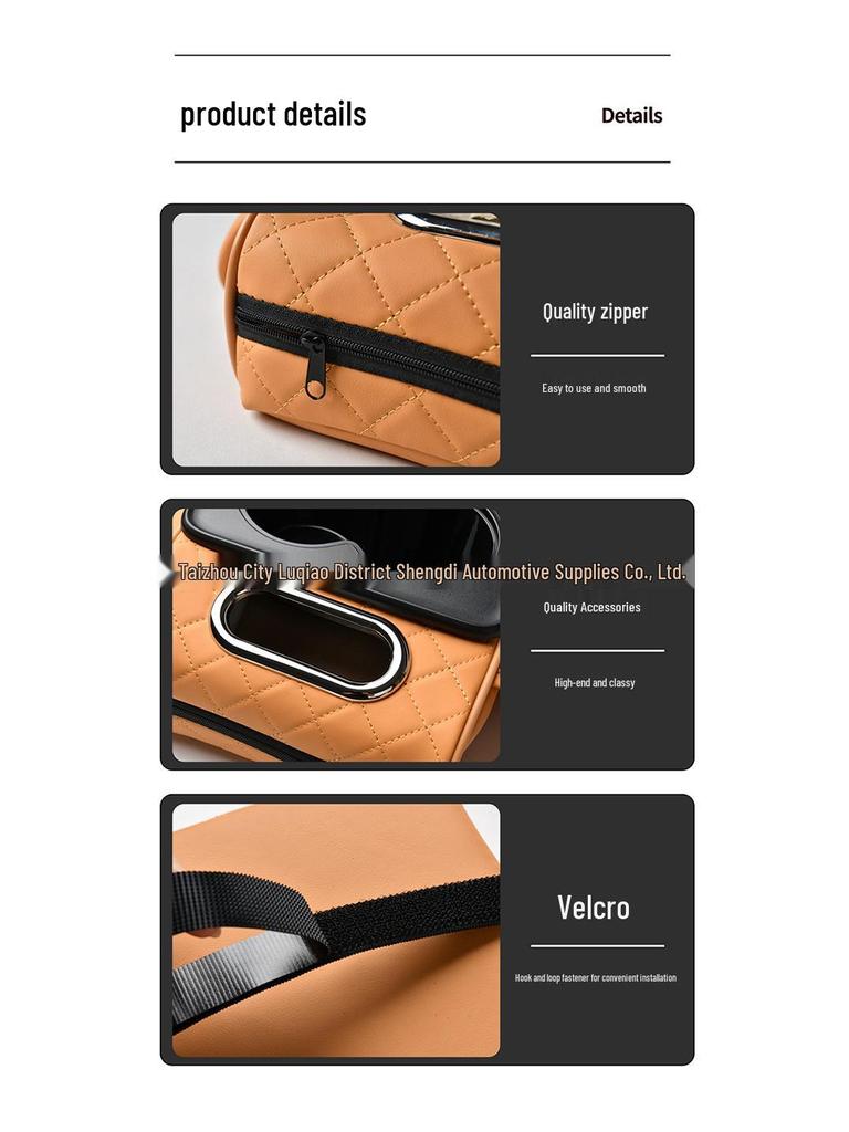 2025 Nappa Leather Car Armrest Riser with Double Cup Holder & Tissue Box