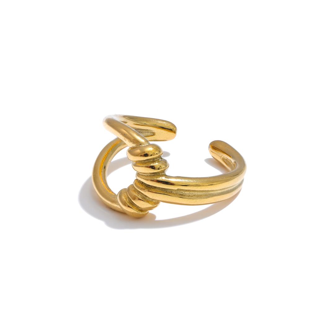 Eetit Стильное уникальное геометрическое полое открытое персонализированное кольцо из нержавеющей стали золотого и серебряного цвета, шикарный популярный подарок в виде ювелирного изделия