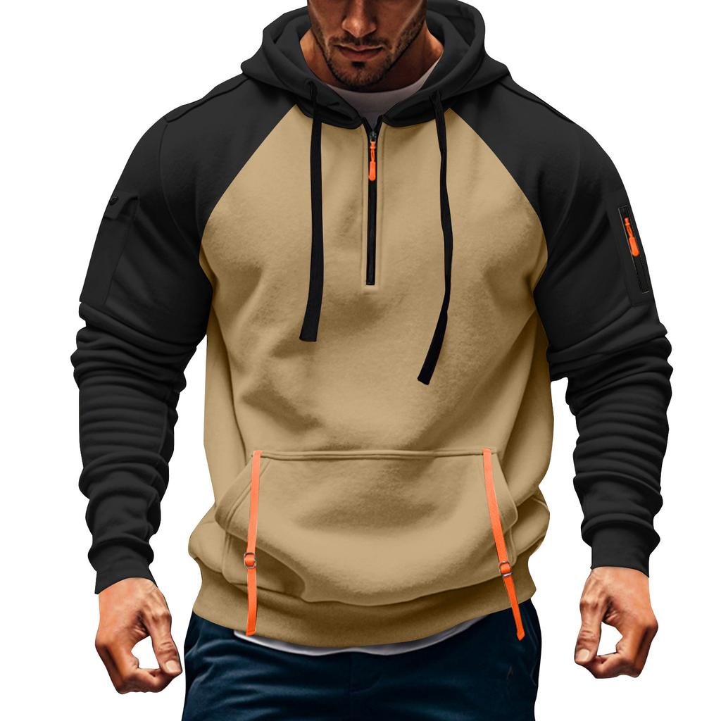 Men's Sweatshirt Hoodie Zipper Arm Pocket Cardigan Men's Sports Large Size Casual Hoodie