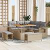 8-piece Sofa Set with Beige Cushions Polyacacia Rattan 3361737