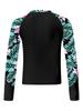 Children‘s 4-Piece Swimsuit Set Printed Long Sleeve Mock Neck Top U Back Crop Top High Waist Swim Shorts and Briefs for Beach Vacation