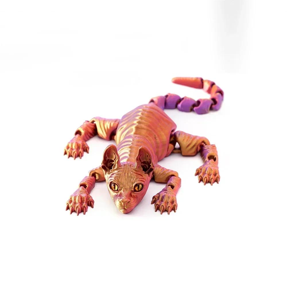Подарок для мальчика 3D-печатная фигурка кошки сфинкса, реалистичная бесшерстная кошка, милые подарки для мальчика, подвижные игрушки-непоседы для влюбленных, домашний декор
