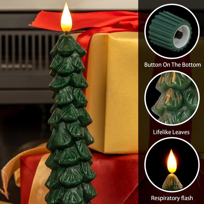 Christmas Tree Shaped Candles with Gold Powder Decorative Table Ornaments for Home Party New Year Xmas Festival Holiday Decoration