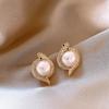 Elegant Snake-shaped Pearl Earrings with Micro-inlaid Zircon - Luxurious and Chic Internet Celebrity Style