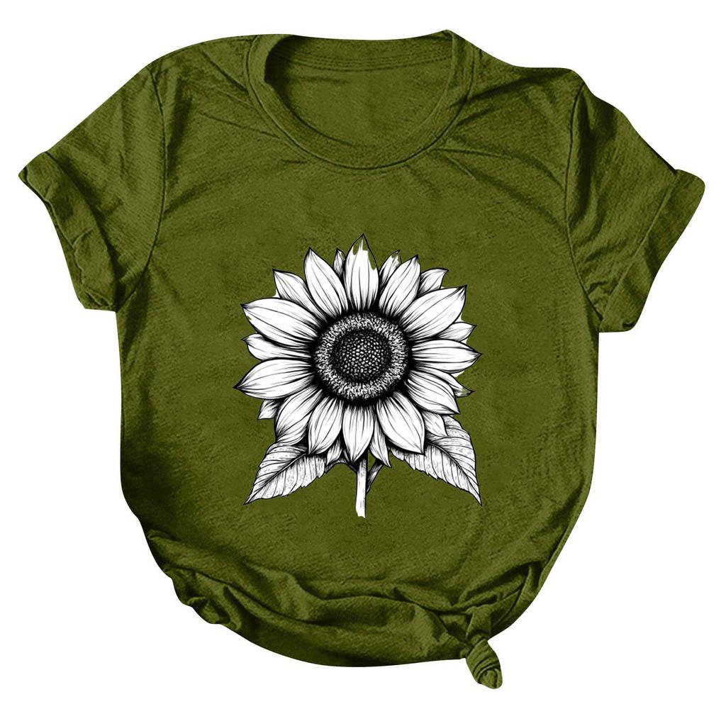 Женская модная повседневная футболка с круглым вырезом и принтом, пуловер с короткими рукавами, топ