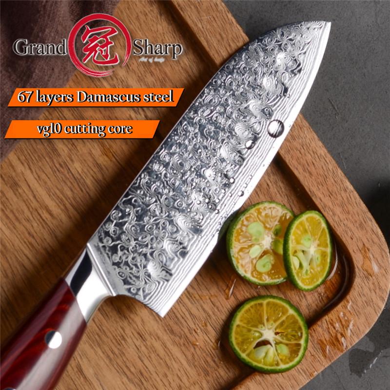 5 Inch Japanese Kitchen Knives Chef Knife Vg10 Japanese Damascus Steel Santoku Slicing Cutting Cooking Tools
