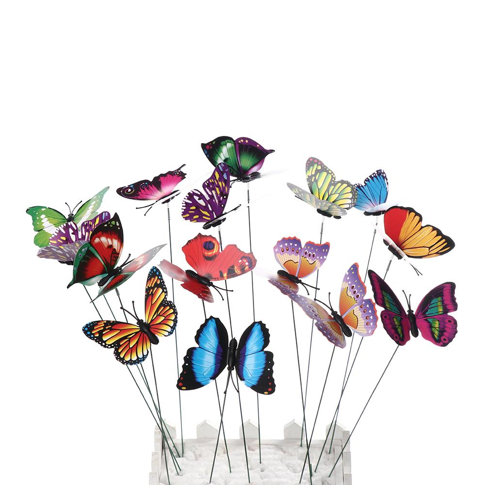 Lawn Decor Yard Artificial Butterfly with Rods Simulation Color Fake Butterflies Garden Decoration