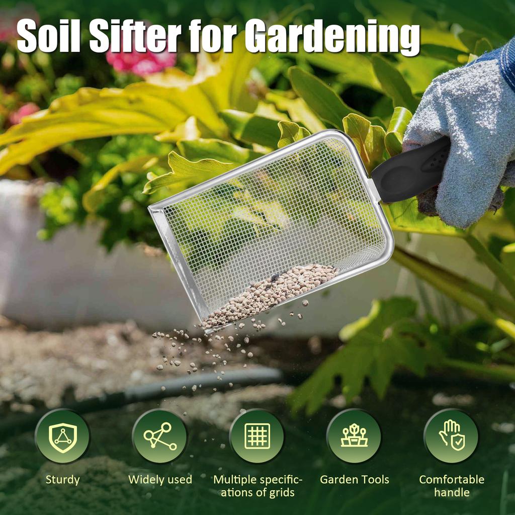 3/4 шт. Садовые сита для почвы из нержавеющей стали, сито для песка, почвы, компоста с ручкой, высокоэффективное сито, совок для посадки