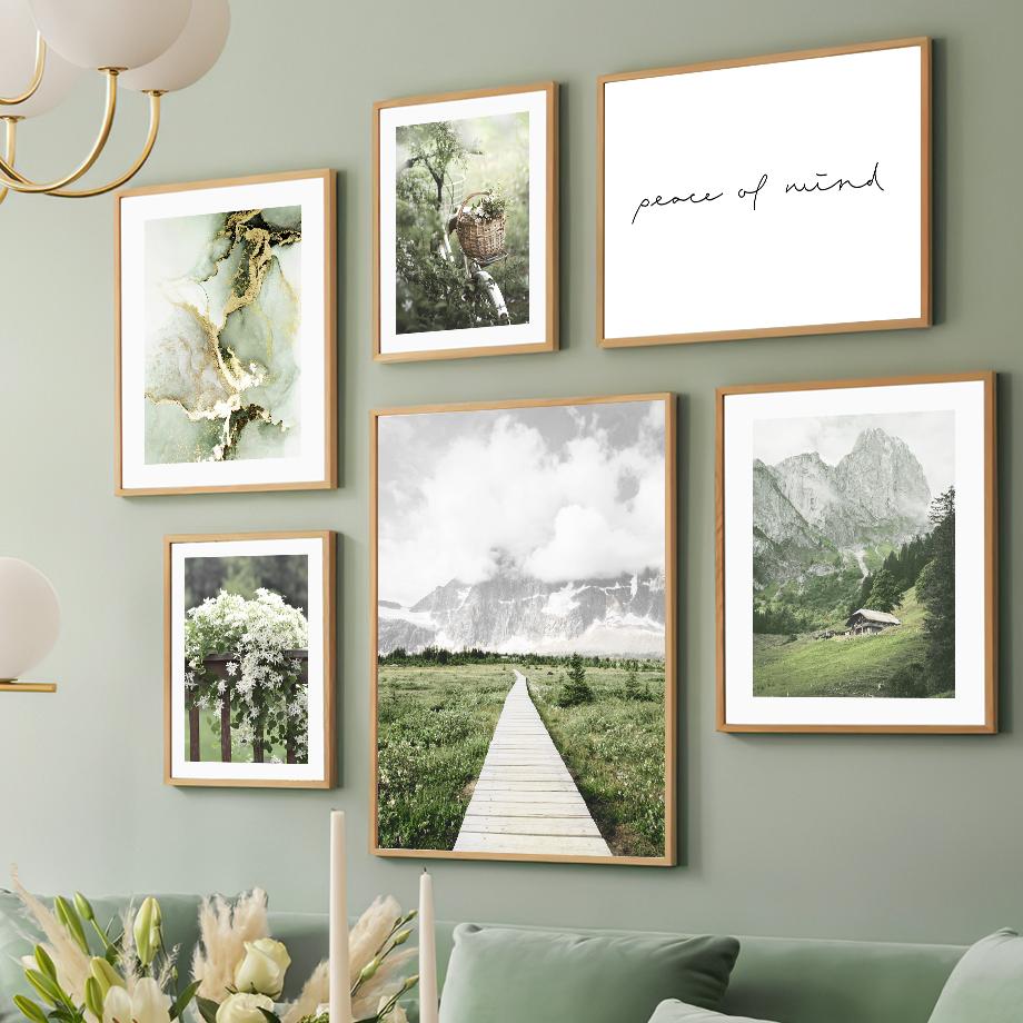 White Flower Dandelion Green Hill House Wall Art Canvas Painting Nordic Posters And Prints Wall Pictures For Living Room Decor