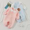 Thickened Newborn Cotton Zipper Romper: Short-Sleeved, Three-Layer, Cozy Autumn/Winter Baby Jumpsuit for Crawling