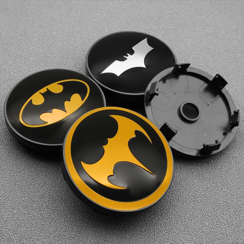 4pcs 56mm+60mm Car Styling Bat Logo Badge Car Wheel Center Hub Cap Rim Cover Emblem Stickers Decorative Decal Auto Accessories