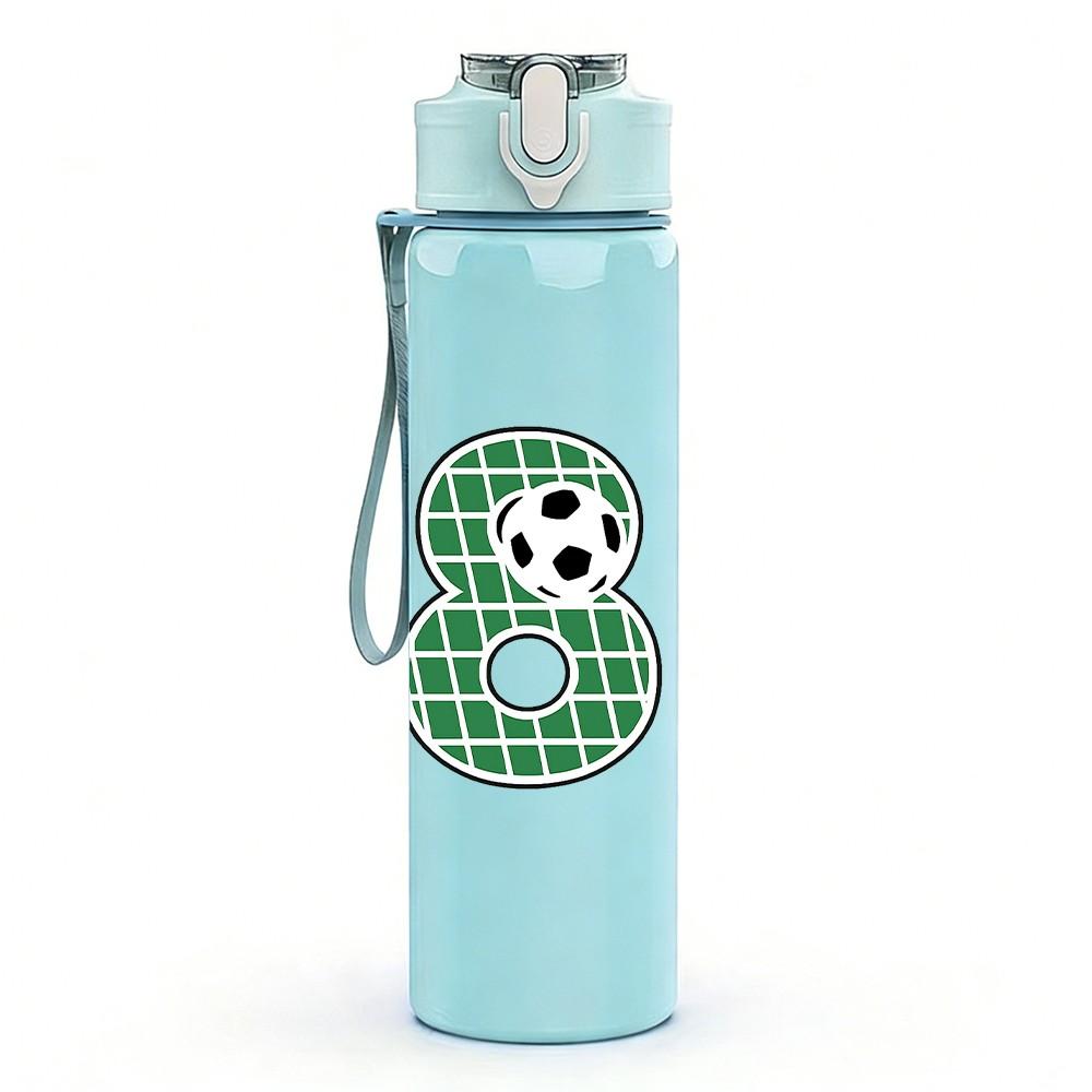 1PC Retro Number 789 Ball 750ml Color Plastic Sports Water Bottle Leakproof Flip Straw Lid Suitable for Sports Office Home Use