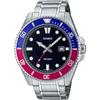 CASIO Standard Analog Sports 20 ATM Water Resistant Watch MDV-107D-1A3V Men's Blue X Red Bezel Metal Band Overseas Model