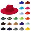 Unisex Fashion Wide Wool Belt Flat Top Fedora Hat Party Church Hats Cap