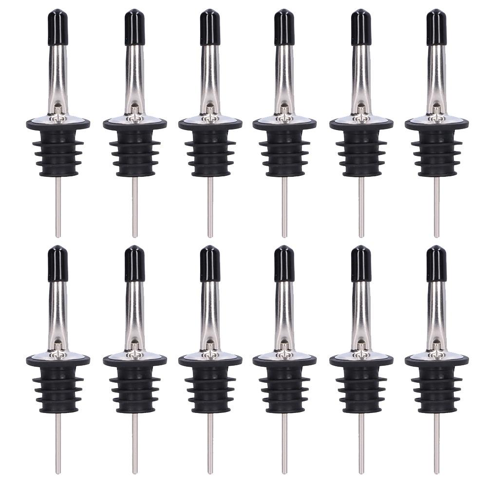12pcs Stainless Steel Liquor Pourer Dust Caps Olive Oil Spout Durable Speed Pour Spout Home
