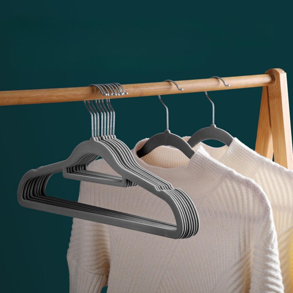 Clothes Hanger, Velvet Clothes Hanger, Non-marking and Non-slip Household Thickened Clothes Hanger, Organizer Storage Clothes Hanger 10 Pack