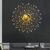Modern Handcrafted Luxury Metal Wall Decor Perfect For Living Room Electroplated Golden With White Crystal Stone