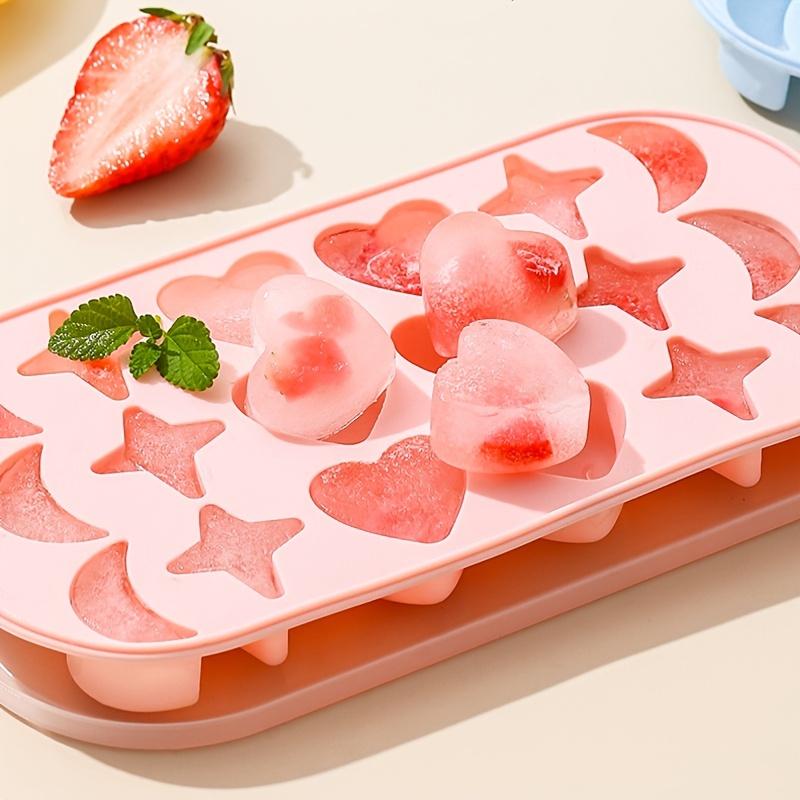 1pc 18 Holes Silicone Ice Tray With Cover 18 Grids Flexible Ice Tray With MoonStar And Heart-shaped Mold For DIY Handmade Ice Cube