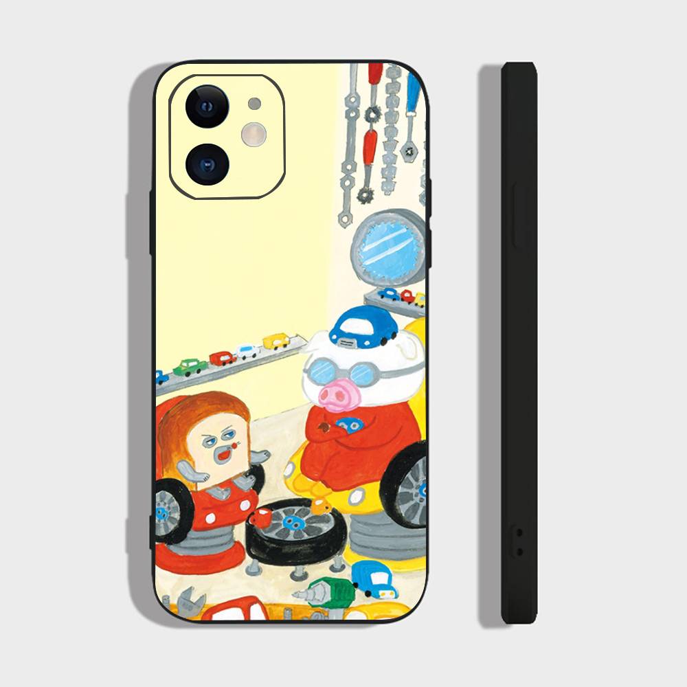 Чехол для телефона P-Picture Book Bread для IPhone 17 Air 16 15 14 13 Pro Max 11 12 Черный силиконовый чехол