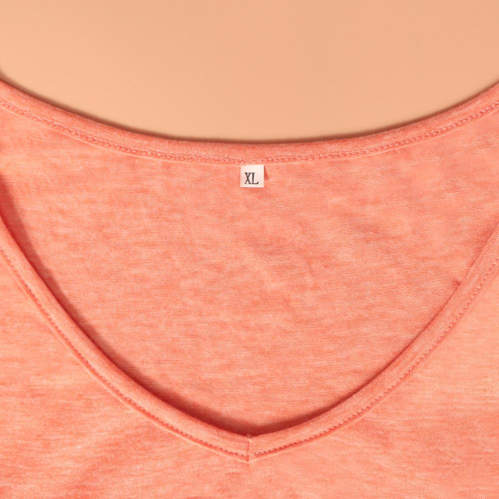 GMXIA Женские модные повседневные однотонные футболки и топы с короткими рукавами и v-образным вырезом с принтом