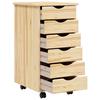 Rolling Storage Cabinet with Drawers MOSS Clear Lacquer Finish 34 x 39 x 65.5 cm