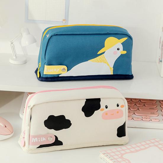 Pen Holder Large Capacity Cartoon Pattern Oxford Cloth Creative Colorful Pencil Case Bags for Students