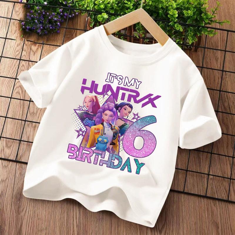 Summer Short Sleeve Children Clothing Demon Hunters Kids T-shirt Kawaii Cartoon Birthday Number1-9 Printed Tops Girls Tee