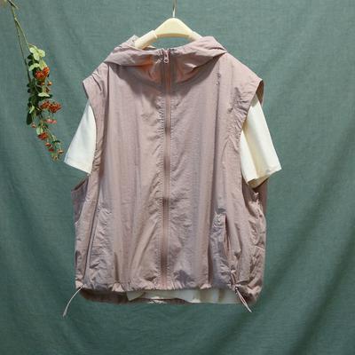 Летние женские жилеты-карго с застежкой-молнией и капюшоном, повседневные, свободные, однотонные, для спорта на открытом воздухе, прохладные, быстросохнущие, тонкие, плиссированные, для улицы, универсальные