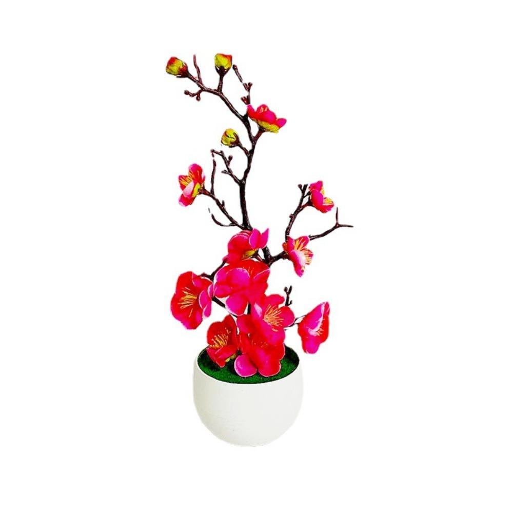 Blossoms Bonsai Silk Flowers Silk Flower Winter Plum Branch Mini Potted Plants  Room