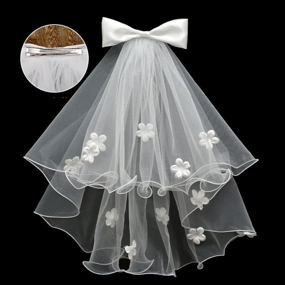 Flower Marry Veil Pearl Wedding Gauze Simple Bride Head Gauze Women