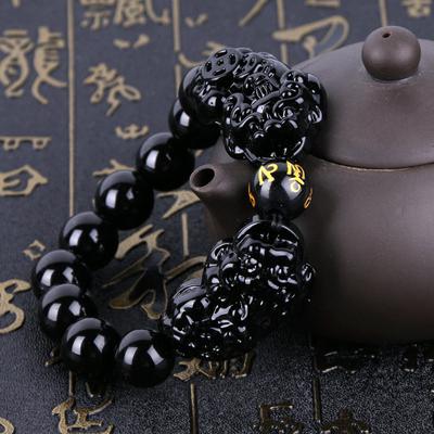 Подарочный двойной браслет Pi Xiu Obsidian Heart Sutra для мужчин и женщин, привлекает богатство, ювелирные изделия на удачу