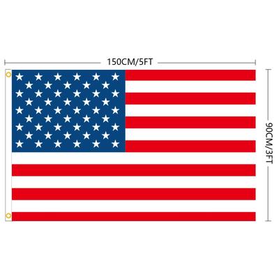 Американский флаг 150x90см флаг США Высокое качество Двусторонняя печать Полиэстер Американский флаг Люверсы Флаг США