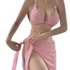 Flower yarn loop texture three-point bikini three-piece swimsuit Spice Girl Resort Hot Spring Swimsuit
