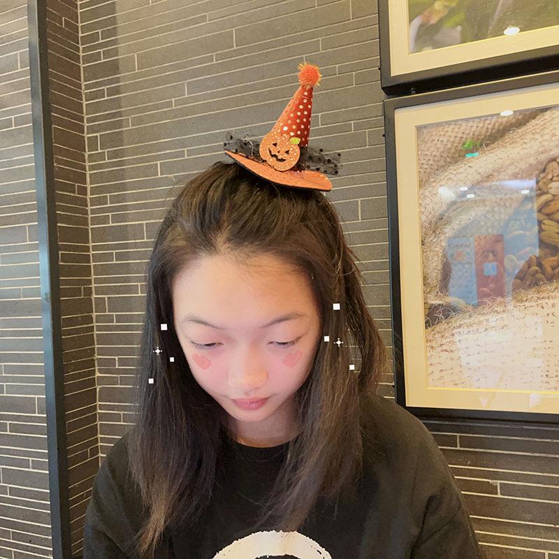 Cross-border Halloween Witch Hat Headband & Pumpkin Ghost Hair Clip for Children