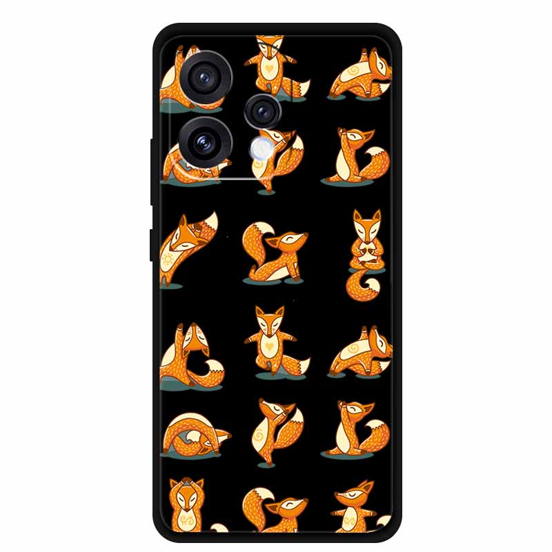 Чехол для Oppo Reno15 5G Цветочный Черный Силиконовый Мягкий Защитный Задний Чехол для Oppo Reno 15C 2025 Чехол для Телефона Coque Мультяшные Ракушки