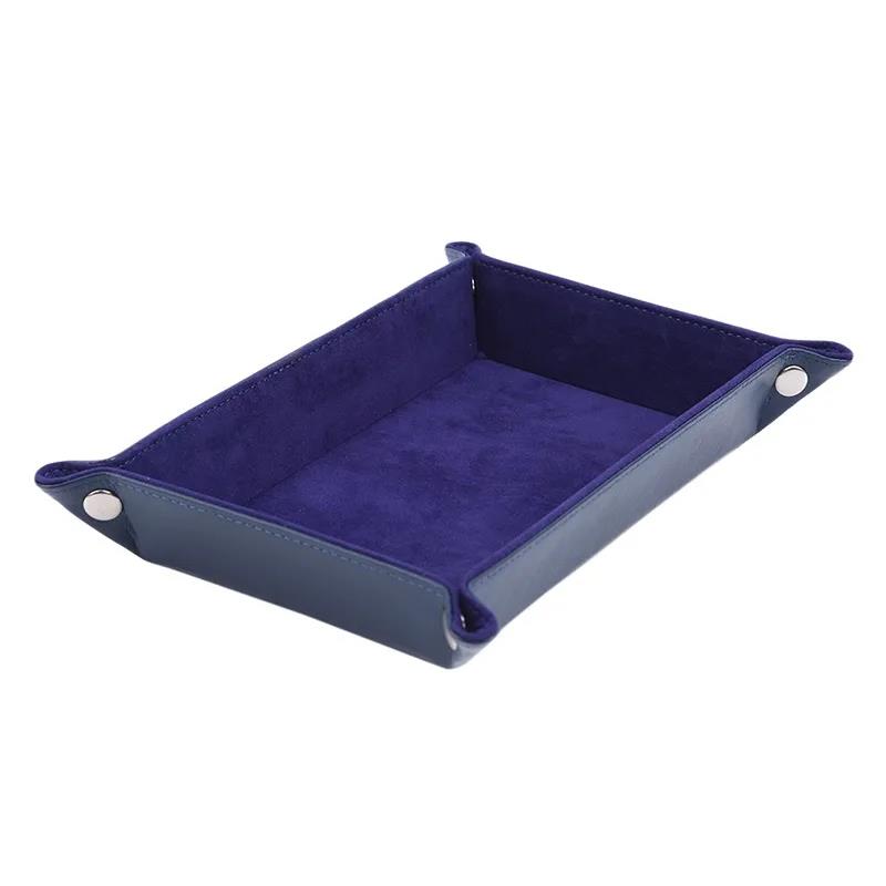 Практичный 1 шт. Прямоугольный поднос для хранения из ПУ кожи и бархата, складной, для настольных игр с костями, для ключей, кошелька, монет, органайзер, поднос для мелочей для сервировки
