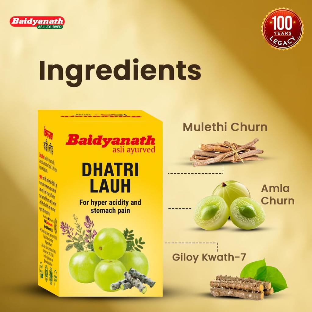 Baidyanath Dhatri Lauh Ayurvedic Tablets For Digestive Support And Acidity Relief 40 Tablets X Pack Of 2 With Amla Mulethi Giloy Lauh Bhasma