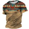 Summer Round Neck Ethnic Style 3D Print Top Fashionable Casual Short Sleeved Men's T-shirts