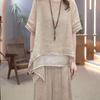 Linen Suit Two Piece Women 2023 Summer Cotton Linen Loose Large Size Suit