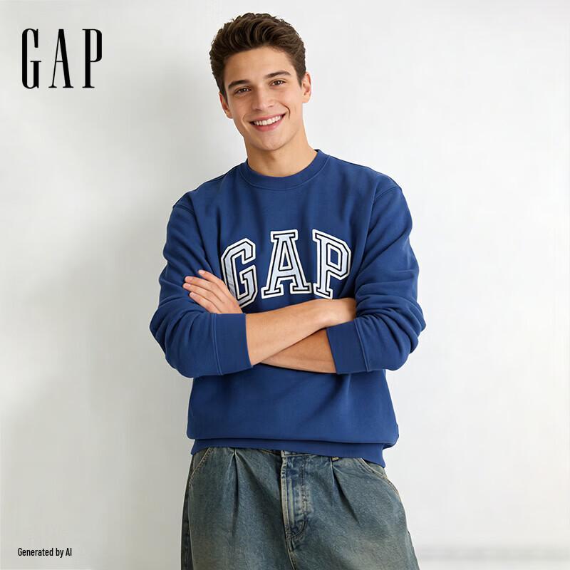 Gap Свободная толстовка с длинными рукавами и нашивкой с логотипом, унисекс.