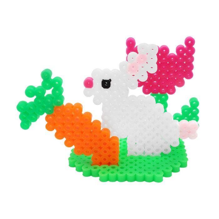 Kit perles à repasser lapin de Pâques en 3D 8,5 x 9,5 cm