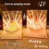 3D Поп-ап Музыкальная Световая Открытка на День Рождения со Светящимся Тортом и Функцией Записи