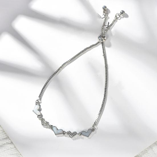 Женский браслет с регулируемой длиной, кисточкой, стразами, сердцем, полированным сплавом, наручные украшения, подарок для дочери, жены, подруги, повседневная одежда, парный браслет