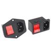 IEC320 C14 AC Electrical Socket Red LED Rocker Switch 10A 250V 3 Pin for Home Theater System Power Access