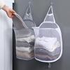 1/2pcs Folding Laundry Basket Organizer for Dirty Clothes Bathroom Clothes Mesh Storage Bag Household Wall Hanging Basket Frame Bucket