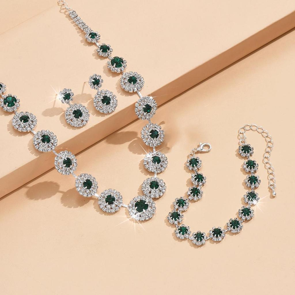 Свадебный набор украшений королевского синего цвета: Элегантное колье, серьги и браслет для свадеб и вечерних платьев